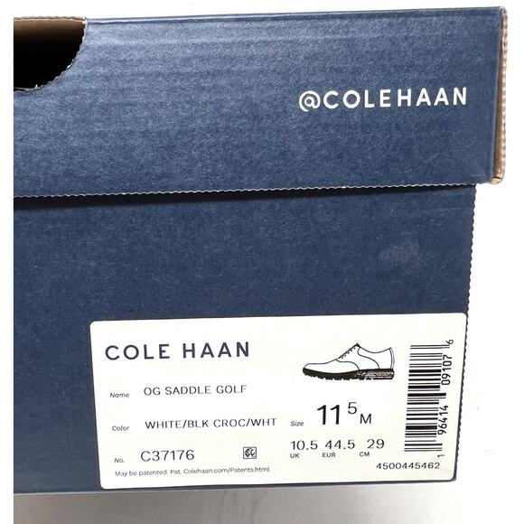 Cole Haan OG Original Grand Saddle Golf Shoe Size 11.5 WHITE BLACK CROC C37176 main image 13